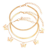 Flatfoosie 3pcs/set Vintage World Map Anklets For Women Gold Silver Color Metal Anklet Bracelet Boho Summer Beach Foot Jewelry daiiibabyyy