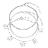 Flatfoosie 3pcs/set Vintage World Map Anklets For Women Gold Silver Color Metal Anklet Bracelet Boho Summer Beach Foot Jewelry daiiibabyyy