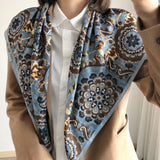90cm * 90cm Design Scarf Lady Shawl Printed Silk Felt Headscarf Scarf Lady Headscarf Square Scarf Lady Wrap Scarf 2021 daiiibabyyy