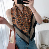 90cm * 90cm Design Scarf Lady Shawl Printed Silk Felt Headscarf Scarf Lady Headscarf Square Scarf Lady Wrap Scarf 2021 daiiibabyyy