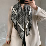 90cm * 90cm Design Scarf Lady Shawl Printed Silk Felt Headscarf Scarf Lady Headscarf Square Scarf Lady Wrap Scarf 2021 daiiibabyyy