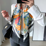 90cm * 90cm Design Scarf Lady Shawl Printed Silk Felt Headscarf Scarf Lady Headscarf Square Scarf Lady Wrap Scarf 2021 daiiibabyyy