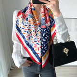 90cm * 90cm Design Scarf Lady Shawl Printed Silk Felt Headscarf Scarf Lady Headscarf Square Scarf Lady Wrap Scarf 2021 daiiibabyyy
