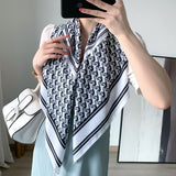 90cm * 90cm Design Scarf Lady Shawl Printed Silk Felt Headscarf Scarf Lady Headscarf Square Scarf Lady Wrap Scarf 2021 daiiibabyyy