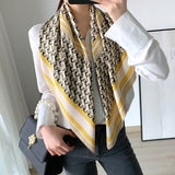 90cm * 90cm Design Scarf Lady Shawl Printed Silk Felt Headscarf Scarf Lady Headscarf Square Scarf Lady Wrap Scarf 2021 daiiibabyyy