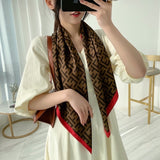 90cm * 90cm Design Scarf Lady Shawl Printed Silk Felt Headscarf Scarf Lady Headscarf Square Scarf Lady Wrap Scarf 2021 daiiibabyyy