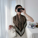 90cm * 90cm Design Scarf Lady Shawl Printed Silk Felt Headscarf Scarf Lady Headscarf Square Scarf Lady Wrap Scarf 2021 daiiibabyyy