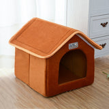 Winter Pet House Foldable Bed With Mat Soft Leopard Dog Puppy Sofa Cushion House Kennel Nest Dog Cat Bed For Small Medium Dogs daiiibabyyy