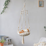 Macrame Cat Hammock,Macrame Hanging Swing Cat Dog Pet Bed with Hanging Kit for Indoor Cats Hand-Woven Hanging Basket Home Decor daiiibabyyy