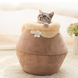Winter Warm Cat Bed Plush Soft Portable Foldable Round Cute Cat House Cave Sleeping Bag Cushion Pet Bed Kittens Products Toy daiiibabyyy