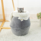Winter Warm Cat Bed Plush Soft Portable Foldable Round Cute Cat House Cave Sleeping Bag Cushion Pet Bed Kittens Products Toy daiiibabyyy