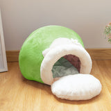 Winter Warm Cat Bed Plush Soft Portable Foldable Round Cute Cat House Cave Sleeping Bag Cushion Pet Bed Kittens Products Toy daiiibabyyy