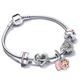 Love You Forever Beads Charm Bracelets DIY Elegant Silver Color Snake Chain Bracelets For Women Lover Jewelry Gift Special Offer daiiibabyyy