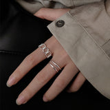 7PCS/SET Korea Fashion Mixed Minimalist Ring Set Geometric Round Metal Gold Silver Color Cuff Open Rings Jewelry For Women daiiibabyyy