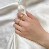 7PCS/SET Korea Fashion Mixed Minimalist Ring Set Geometric Round Metal Gold Silver Color Cuff Open Rings Jewelry For Women daiiibabyyy