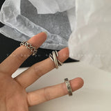 7PCS/SET Korea Fashion Mixed Minimalist Ring Set Geometric Round Metal Gold Silver Color Cuff Open Rings Jewelry For Women daiiibabyyy