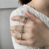 7PCS/SET Korea Fashion Mixed Minimalist Ring Set Geometric Round Metal Gold Silver Color Cuff Open Rings Jewelry For Women daiiibabyyy