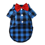 Dog Shirts Fashion bowknot Plaid Dog Shirts Cotton Pet Puppy T-Shirt Dog Clothes For Small Medium Dogs Cat daiiibabyyy