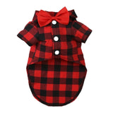 Dog Shirts Fashion bowknot Plaid Dog Shirts Cotton Pet Puppy T-Shirt Dog Clothes For Small Medium Dogs Cat daiiibabyyy