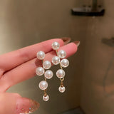 Long Dangle Earrings for Women 2021 Fashion Full Crystal Simulated Pearl Tassel Drop Earring Vintage Gold Brincos Jewelry daiiibabyyy