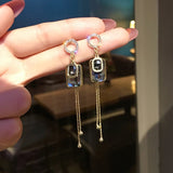 Long Dangle Earrings for Women 2021 Fashion Full Crystal Simulated Pearl Tassel Drop Earring Vintage Gold Brincos Jewelry daiiibabyyy
