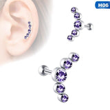 1PCS Opal Cartilage Helix Tragus Stud Earring Zircon Ear Nail Stainless Steel Ear Bone Stud Bar Piercing Cartilago daiiibabyyy