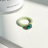New Korean Artistic Irregular Geometric Colorful Transparent Crystal Rhinestones Acrylic Ring for Women Jewelry daiiibabyyy