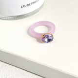 New Korean Artistic Irregular Geometric Colorful Transparent Crystal Rhinestones Acrylic Ring for Women Jewelry daiiibabyyy