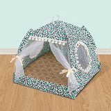 Summer Cat Tent Pet Tent House Floral Breathable Soft Fabric Pets Nest Bed Foldable Suitable Kitten Sleeping Bed Cave Dog Kennel daiiibabyyy
