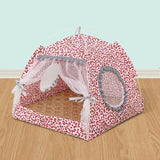 Summer Cat Tent Pet Tent House Floral Breathable Soft Fabric Pets Nest Bed Foldable Suitable Kitten Sleeping Bed Cave Dog Kennel daiiibabyyy