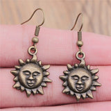 Vintage Totem Earring Sun & Moon Dangle Earrings Geometric Women Dangle Earrings Star Moon Female Korean Jewelry daiiibabyyy