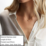 JUJIE Stainless Steel Choker Chain Necklaces For Women 2021 Classic Gold Layered Pendant Necklace Jewelry daiiibabyyy