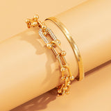 Fashion Statement Heavy Metal Bangle Bracelet Trendy Gold Color Copper Chain U Link Crystal Bracelet Pulseras Women Bijoux Gift daiiibabyyy