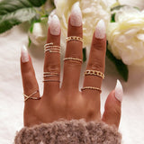Tocona Edgy 8pcs/sets Knuckle Joint Gold Rings Set for Women Men Cross Hollow Out Geonetric Open Wedding Rings кольца 9927 daiiibabyyy