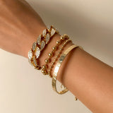 PuRui 4pcs Punk Curb Cuban Chain Bracelets Set for Women Miami Boho Thick Gold Color Charm Bracelets Bangles Fashion Jewelry daiiibabyyy