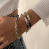 PuRui 4pcs Punk Curb Cuban Chain Bracelets Set for Women Miami Boho Thick Gold Color Charm Bracelets Bangles Fashion Jewelry daiiibabyyy