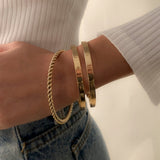 PuRui 4pcs Punk Curb Cuban Chain Bracelets Set for Women Miami Boho Thick Gold Color Charm Bracelets Bangles Fashion Jewelry daiiibabyyy