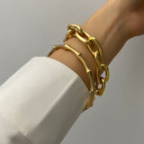 PuRui 4pcs Punk Curb Cuban Chain Bracelets Set for Women Miami Boho Thick Gold Color Charm Bracelets Bangles Fashion Jewelry daiiibabyyy