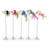 Feather Stick Spring Toy Suction With Bell Mouse Cat Interactive Pet Tool Elastic Scratcher Mice Teaser Entertainment Multicolor daiiibabyyy