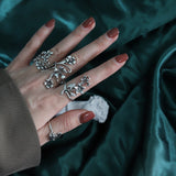 4PCS/Set Bohemian Vintage Crystal Rings Lucky Midi Rings Set Knuckle Rings Set Women daiiibabyyy