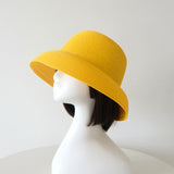Luna&Dolphin Handmade Women Summer Sun Hat Big Eaves Beach Japanese Hepburn Style Holiday Fold Fisherman Cap Temperament Flat daiiibabyyy