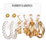 FNIO Women's Earrings Set Pearl Earrings For Women Bohemian Fashion Jewelry  Geometric Crystal Heart Stud Earrings daiiibabyyy
