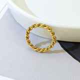 Chic Twisted Rope Slim Ring for Women, Stainless Steel Metal Wedding Ring Finger Band, Elegant Simple Vintage Party Jewelry daiiibabyyy