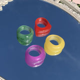 5pcs/1SET Korea 2021 Chic Colorful Transparent Resin Acrylic Rings Hot Morandi Color Women Party aesthetic Jewelry Ring Set daiiibabyyy