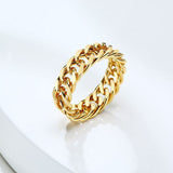 6mm Thick Chunky Chain Ring Cuban Curb Link Gold Filled Stainless Steel Stylish Ring for Women Girls daiiibabyyy