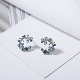 New Arrival Classic Round Pink Green Crystal Stud Earrings Sweet Flower Cirlce Jewelry Fashion Brincos Gift  for women daiiibabyyy