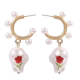 New Boho White Imitation Pearl Round Circle Hoop Earrings Women Gold Color Big Earings Korean Jewelry Brincos Statement Earrings daiiibabyyy