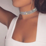 NEW Crystal Rhinestone Choker Necklace Women Wedding Accessories Silver Color Chain Punk Gothic Chokers Jewelry Collier Femme daiiibabyyy