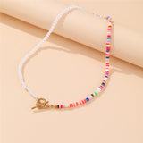 17KM Bohemian Colorful Bead Shell Necklace for Women Summer Short Beaded Collar Clavicle Choker Necklace Female Jewelry daiiibabyyy