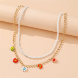 17KM Bohemian Colorful Bead Shell Necklace for Women Summer Short Beaded Collar Clavicle Choker Necklace Female Jewelry daiiibabyyy